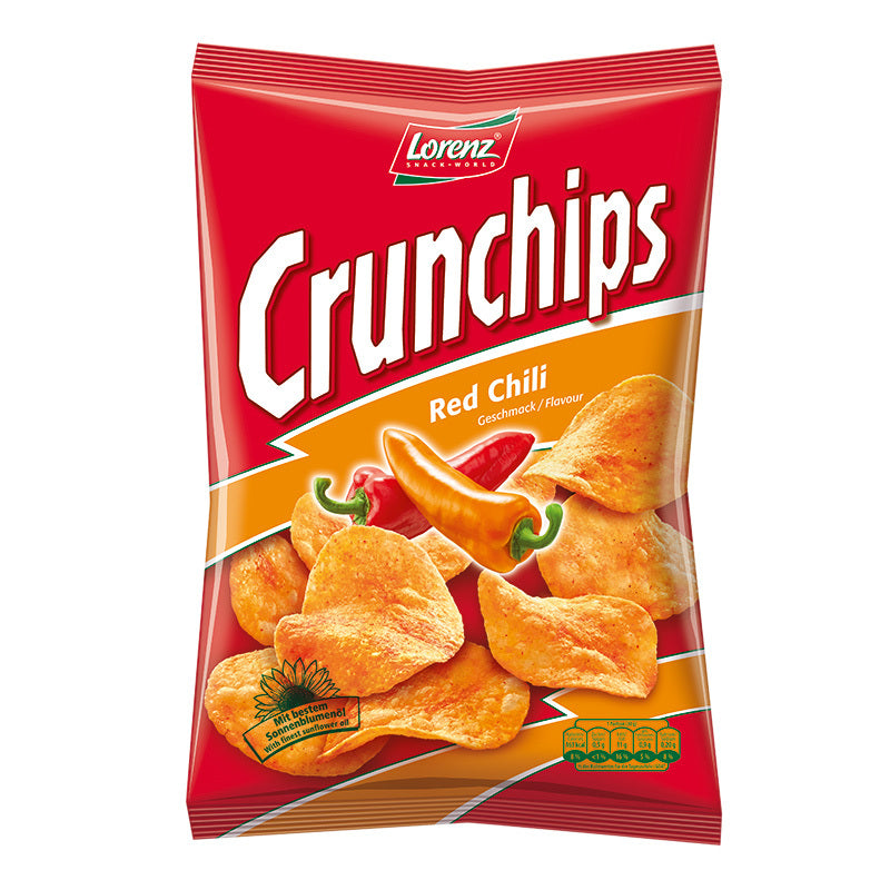 CRUNCHIPS CHIPS RED CHILI LORENZ 100G *25