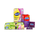 Mouchoirs, protections hygiéniques, petite pharmacie