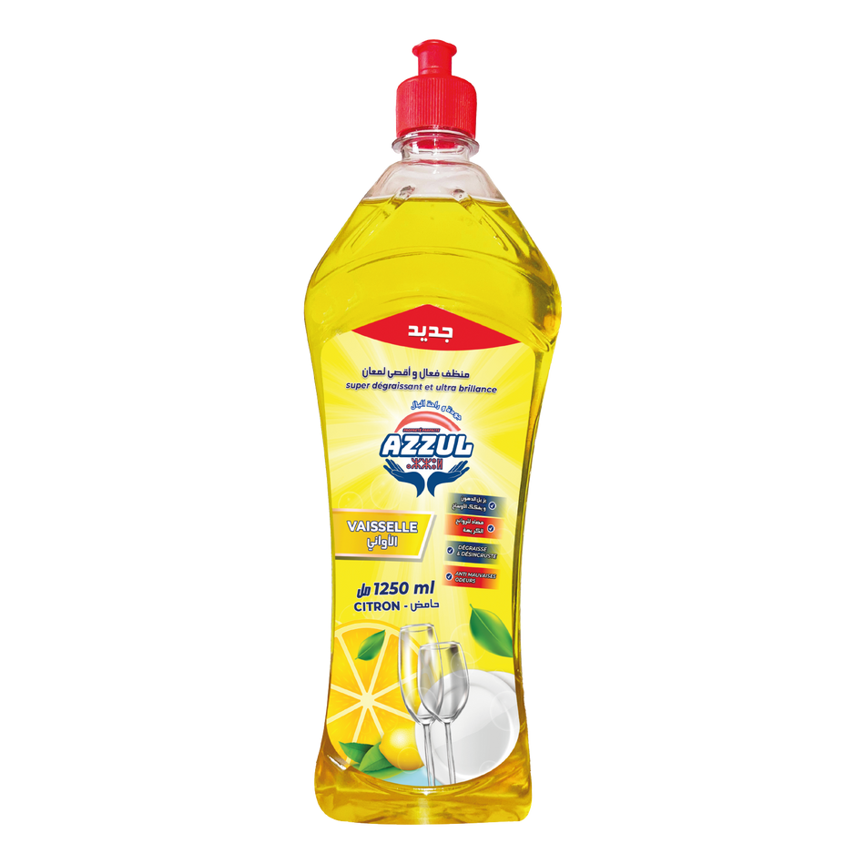 Liquide vaisselle citron 1250 ML AZZUL - 12 unités