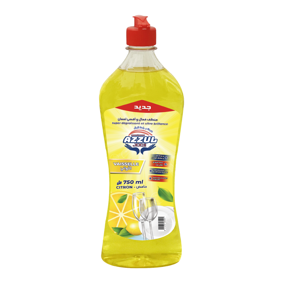 Liquide vaisselle citron 750 ML AZZUL - 12 unités