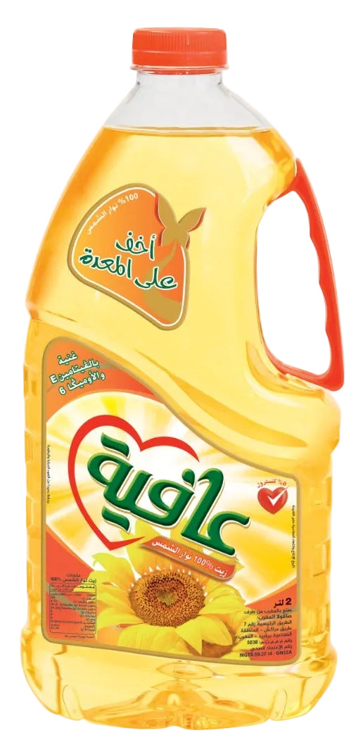 Huile 100% Tournesol Afia 2L - 12 unités