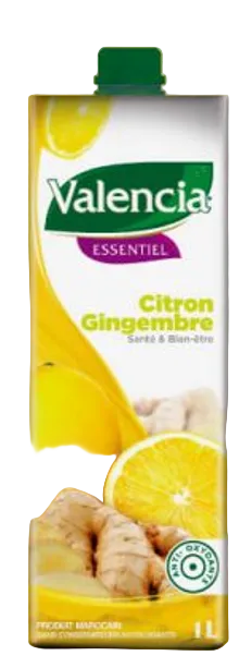 Jus essentiel citron gingembre Valencia 1L - 12 unités