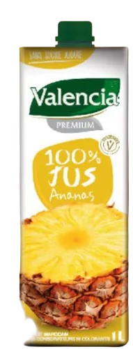 Jus 100% pur ananas Valencia Premium 1L - 12 unités