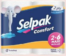 2 Essuie-Tout  (2=6) Maxi Rolls Extra Absorbant  Selpak