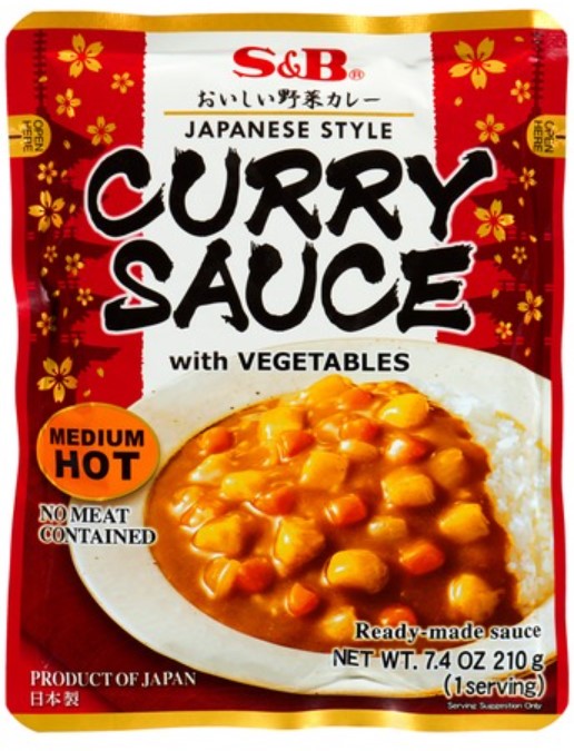 CURRY SAUCE WITH VEGETABLES MEDIUM S&B 205 ML *6