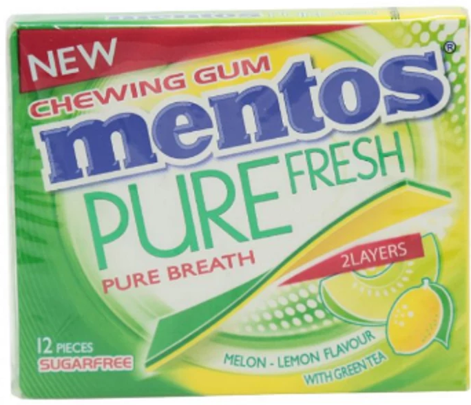 ENVELOPE MELON LEMON PURE FRESH PACK MENTOS GUM 33G*12