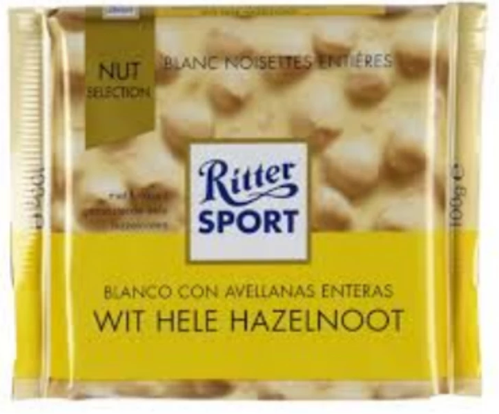 RITTER CHOCOLAT BLANC NOISETTES ENTIERES 100 G*10