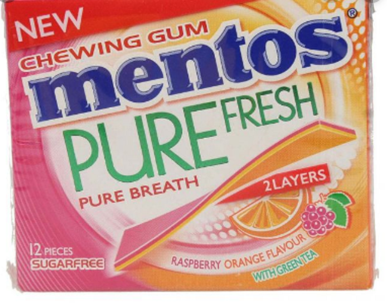 ENVELOPE RASPBERRY ORANGE PURE FRESH PACK MENTOS GUM 33G*12
