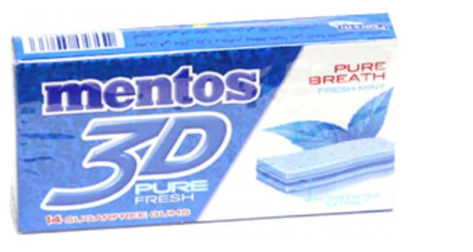 3D PURE FRESH MINT PACK MENTOS GUM 33G*15