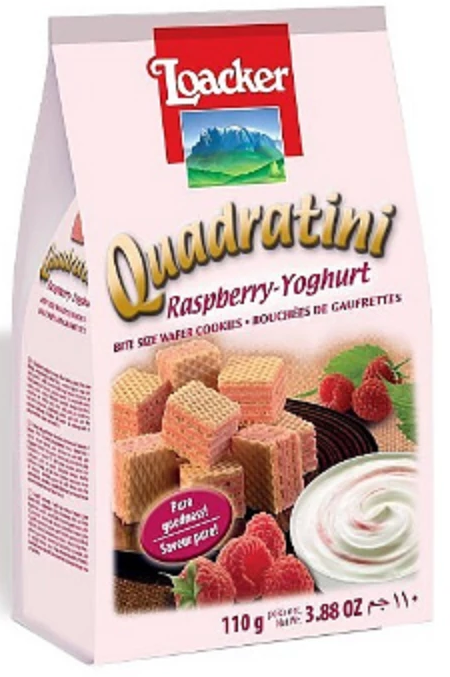 QUADRATINI FRAMBOISE YAOURT LOACKER 110G *18