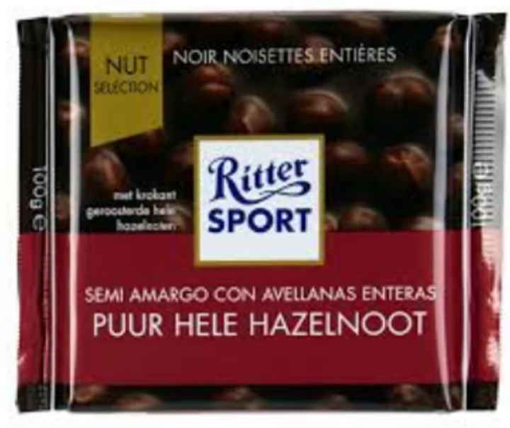 RITTER CHOCOLAT NOIR NOISETTES ENTIERES 100 G*10