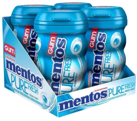 BUBBLE GUM 64G MENTOS BOTTLE Sans Sucre *6